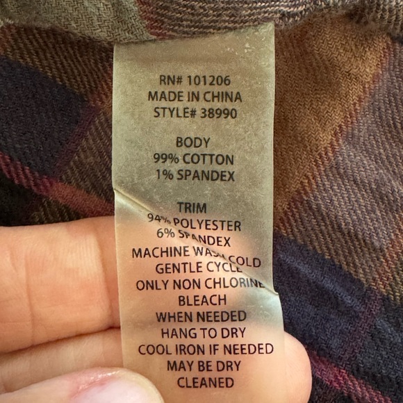 Soft Surroundings Top Women’s Blue Orange Ombre Plaid Flannel Velvet Trim. - Picture 10 of 10